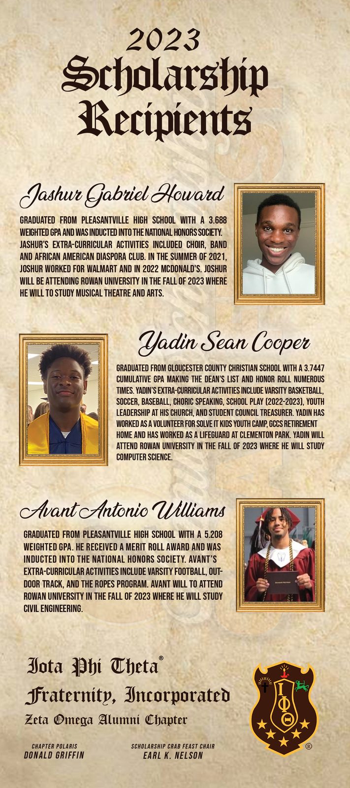 2023 Zeta Omega scholarship recipients poster