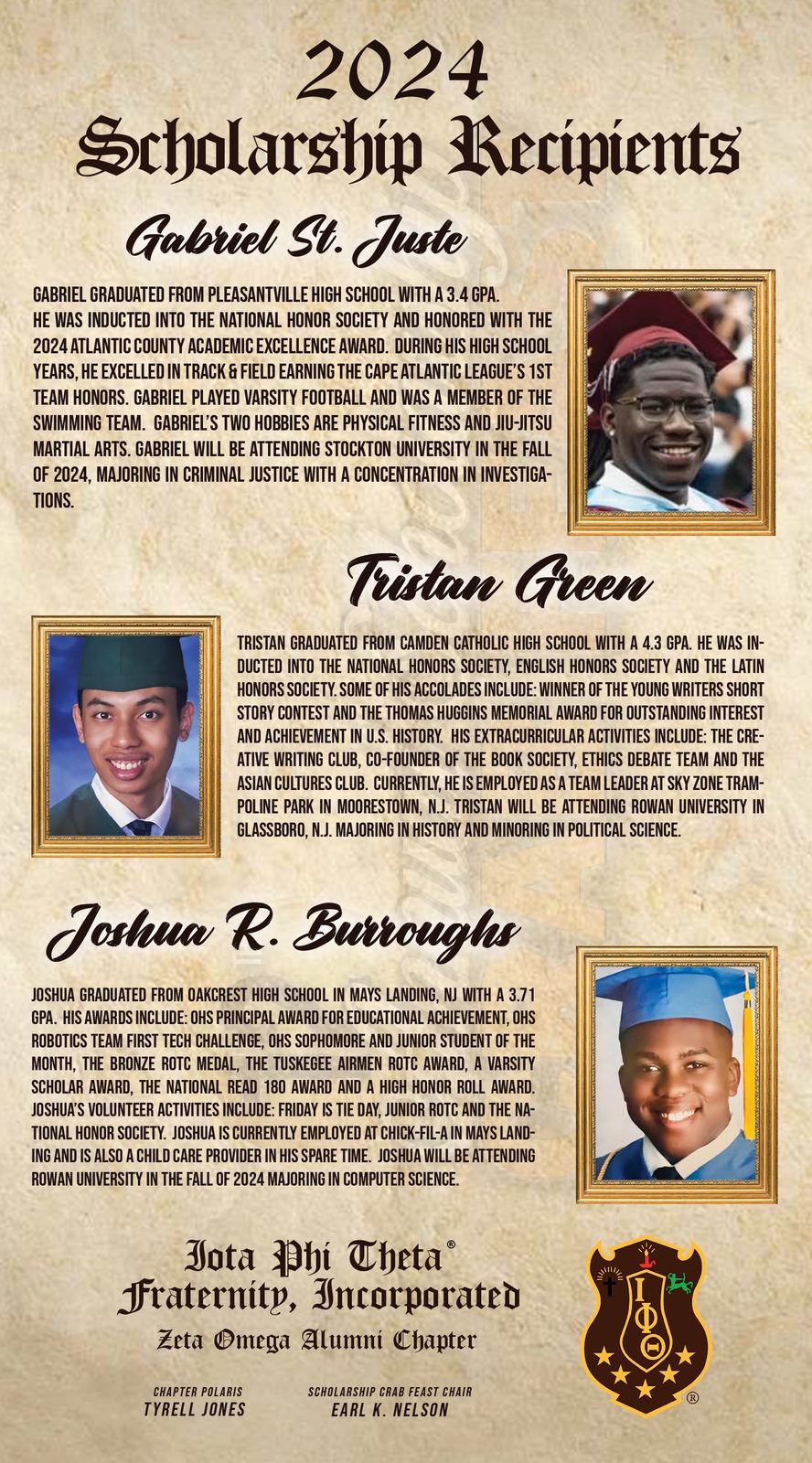 2024 Zeta Omega scholarship recipients poster
